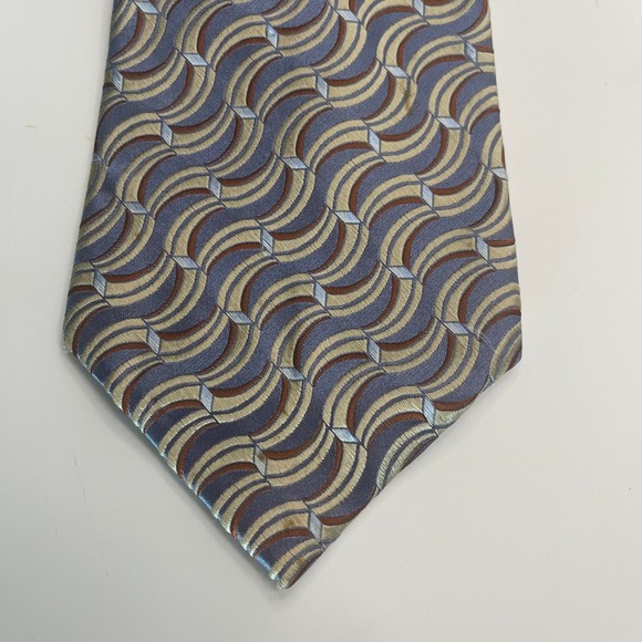 Geoffery Beene Handmade Modern Silk Tie Silver, Gold, Brown 59" x 4" - Picture 1 of 6